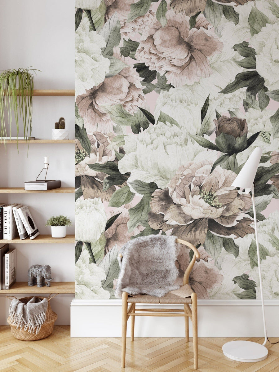 Watercolor Peony Bestselling Wallpaper Peel and Stick Removable Wallpaper EazzyWalls