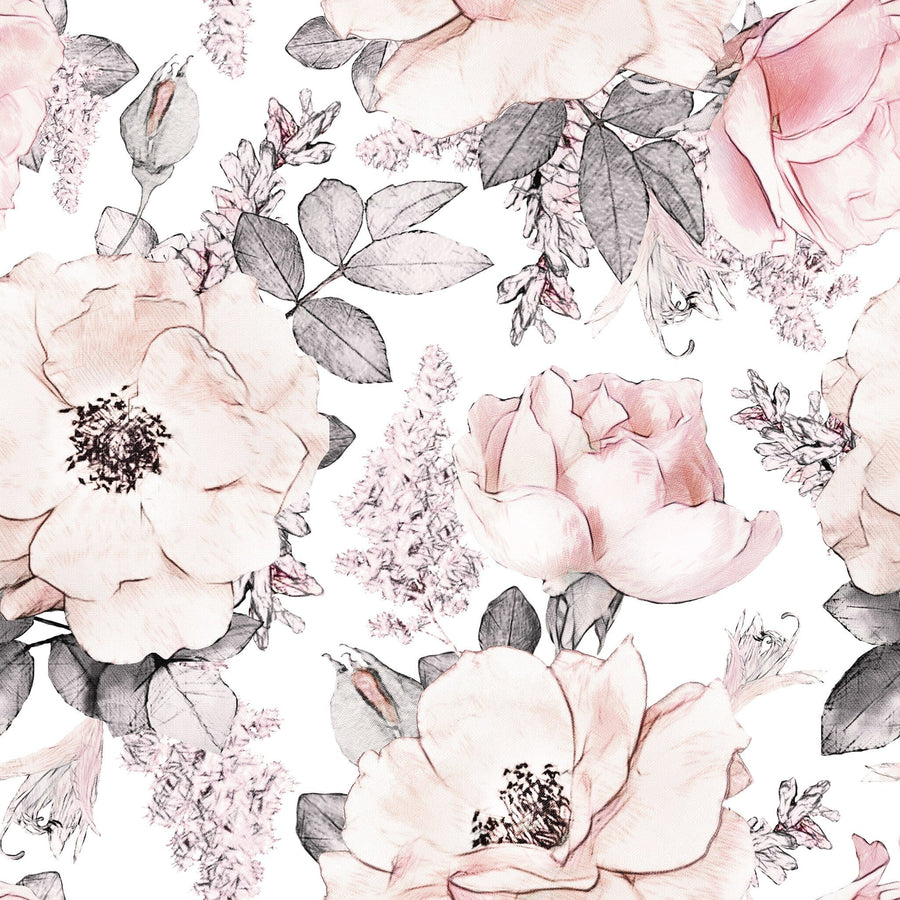 Pink Watercolor Flowers Wallpaper Peel and stick Wallpaper EazzyWalls Sample: 6''W x 9''H Smooth Vinyl