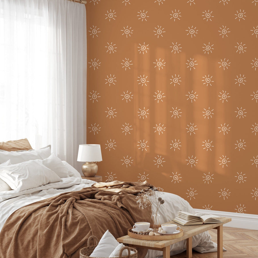 Boho Sun Wallpaper Removable Peel and Stick Wallpaper EazzyWalls Sample: 12"W x 10"H Smooth Vinyl Peel and Stick