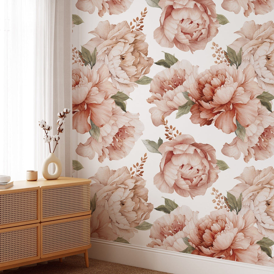Watercolor Peony Bouquet Wallpaper Removable Peel and Stick Wallpaper EazzyWalls