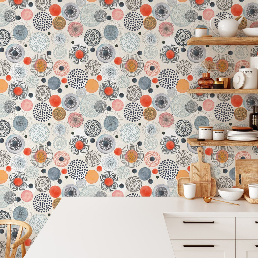 Abstract Art Doodle Circle Wallpaper Peel and stick Wallpaper EazzyWalls Sample: 6''W x 9''H Smooth Vinyl 