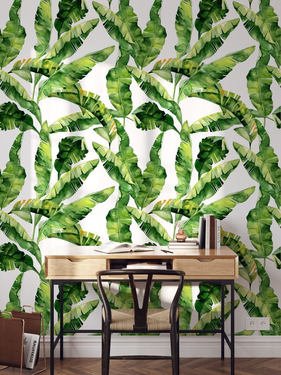 Green Tropical Leaf Wallpaper Removable Wallpaper EazzyWalls