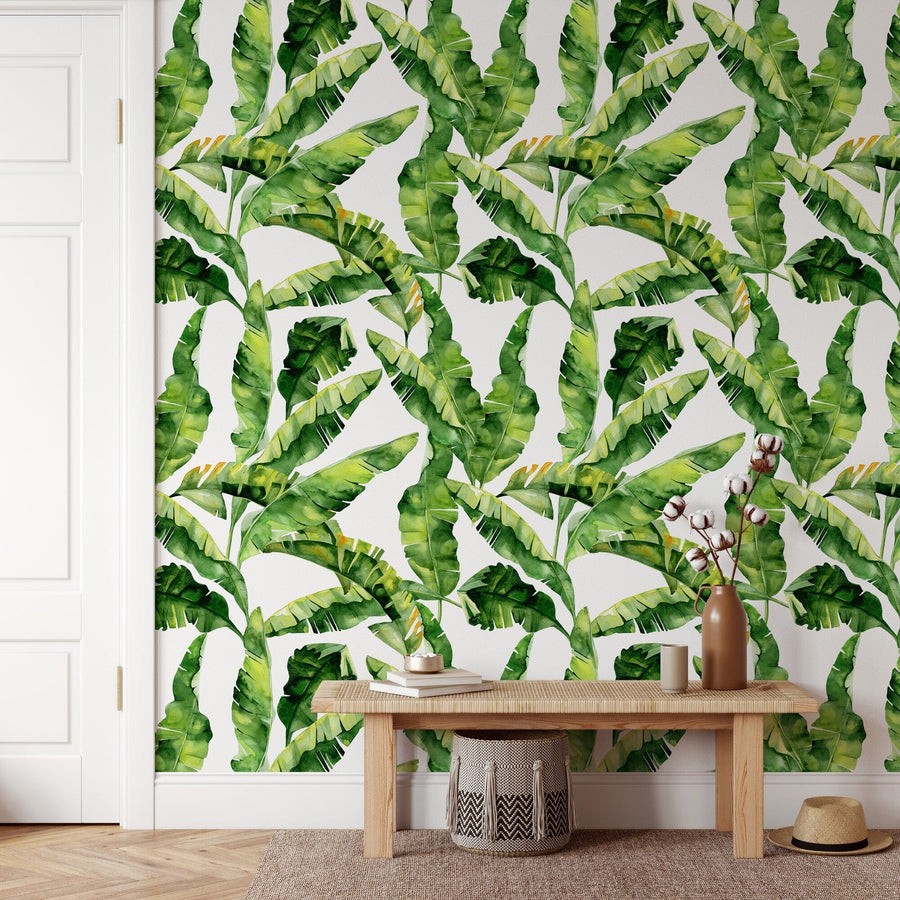 Green Tropical Leaf Wallpaper Removable Wallpaper EazzyWalls