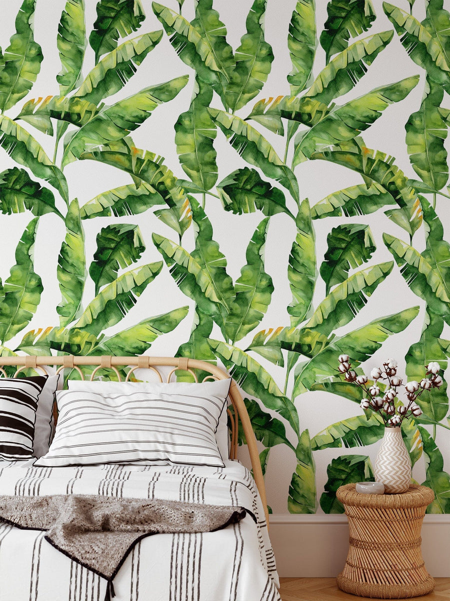 Green Tropical Leaf Wallpaper Removable Wallpaper EazzyWalls