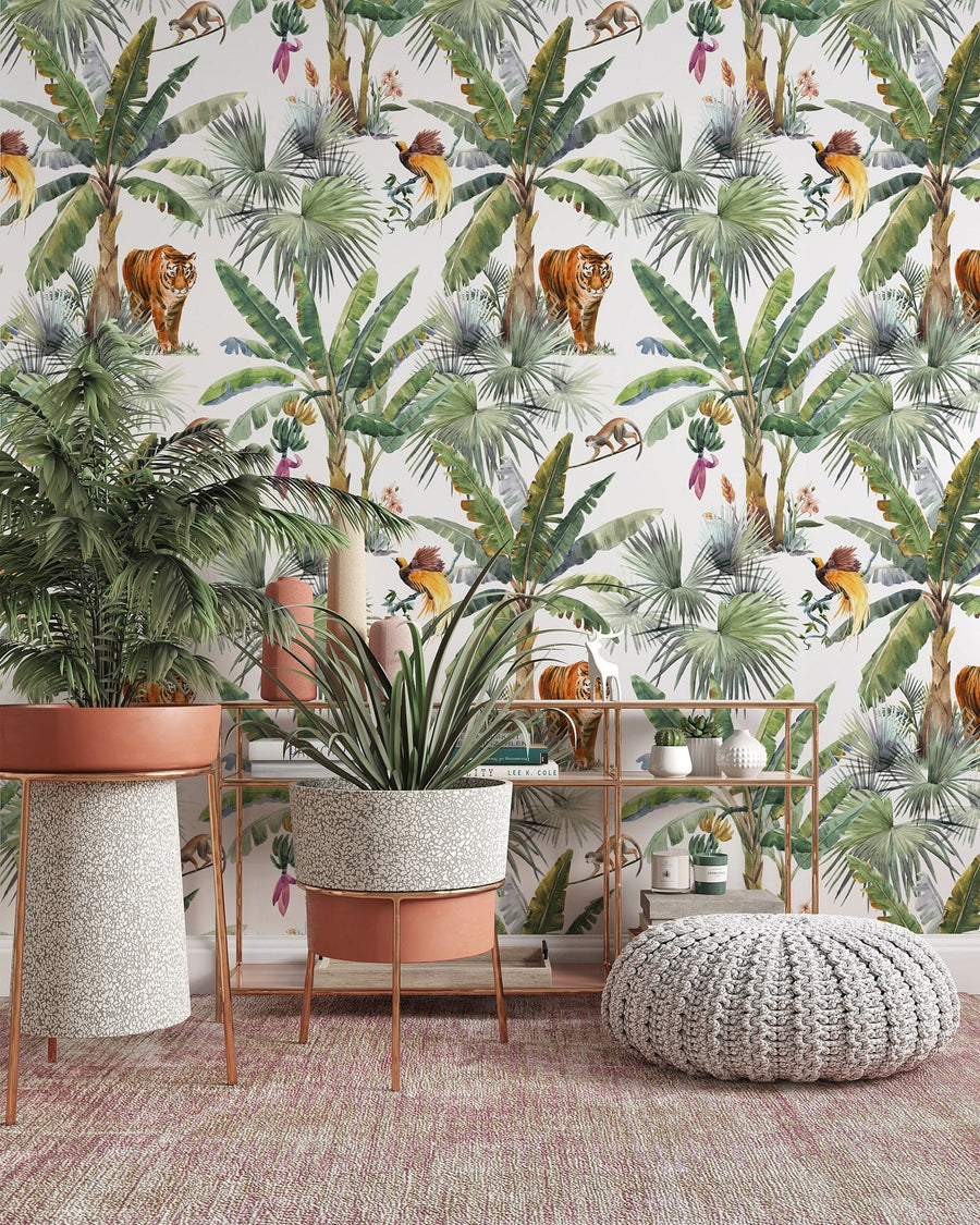 Tiger Wallpaper Peel and Stick - Tropical Palm Tree Wallpaper EazzyWalls