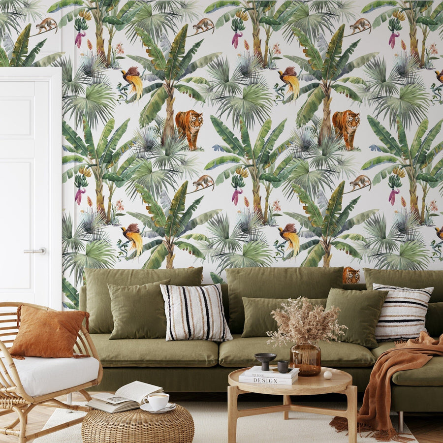 Tiger Wallpaper Peel and Stick - Tropical Palm Tree Wallpaper EazzyWalls