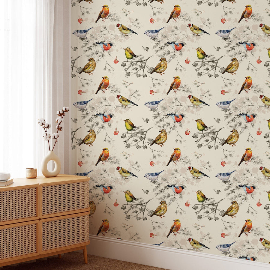 Wall hanging birds wallpaper Removable Wallpaper EazzyWalls