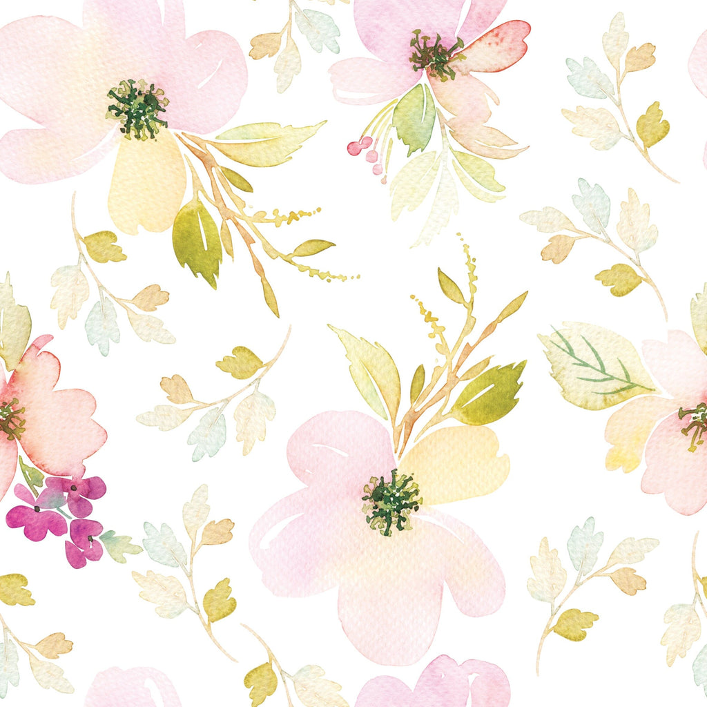 Watercolor Gentle Pink Flowers Pattern Large Scale Wallpaper Removable Wallpaper EazzyWalls Sample: 6''W x 9''H Smooth Vinyl 