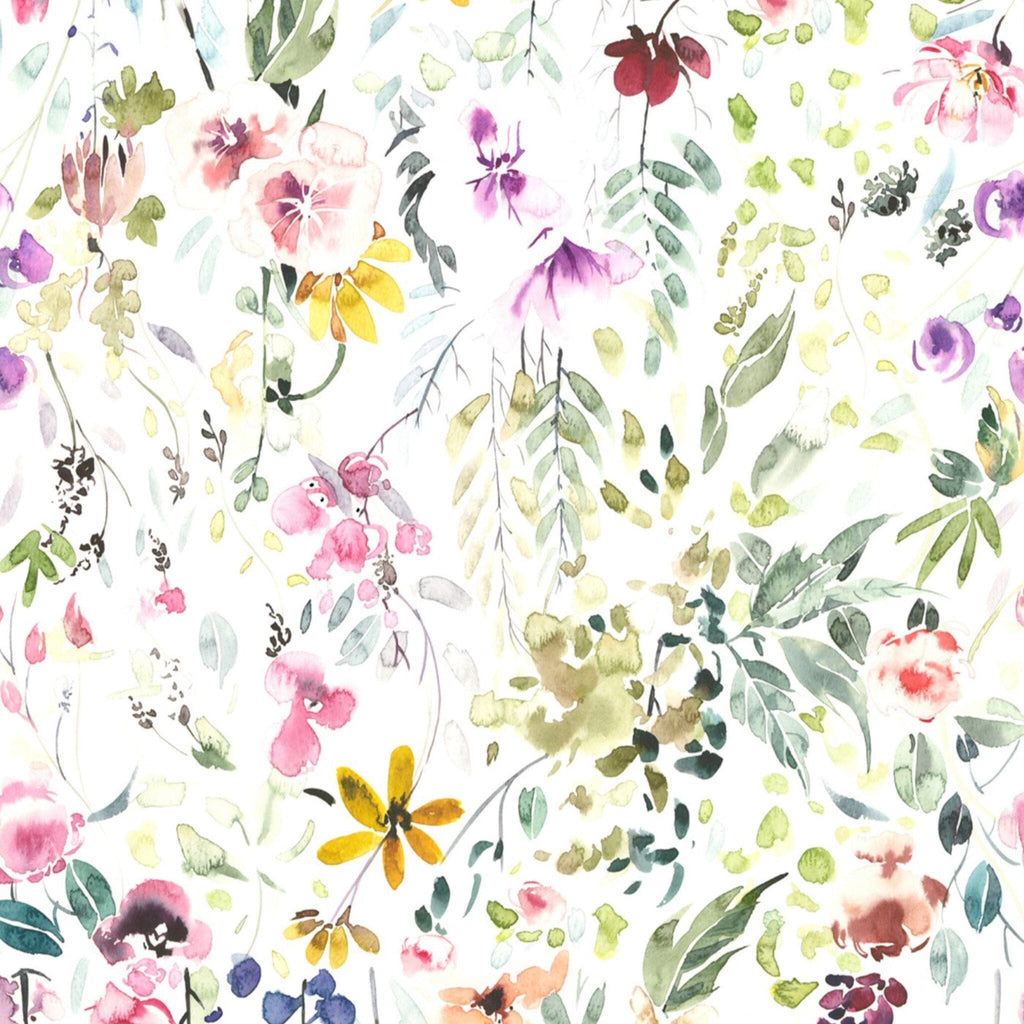 Colorful Watercolor Spring Flowers Wallpaper Removable Wallpaper EazzyWalls Sample: 6''W x 9''H Smooth Vinyl 