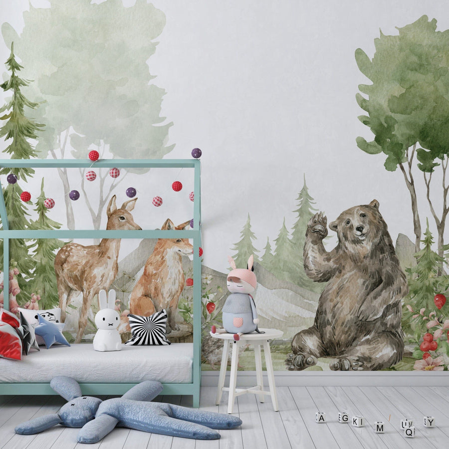 Baby Deer Woodland Nursery Wallpaper Removable Wallpaper EazzyWalls