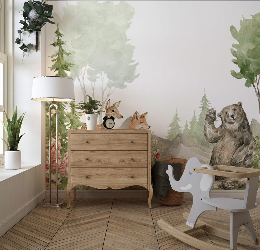 Baby Deer Woodland Nursery Wallpaper Removable Wallpaper EazzyWalls