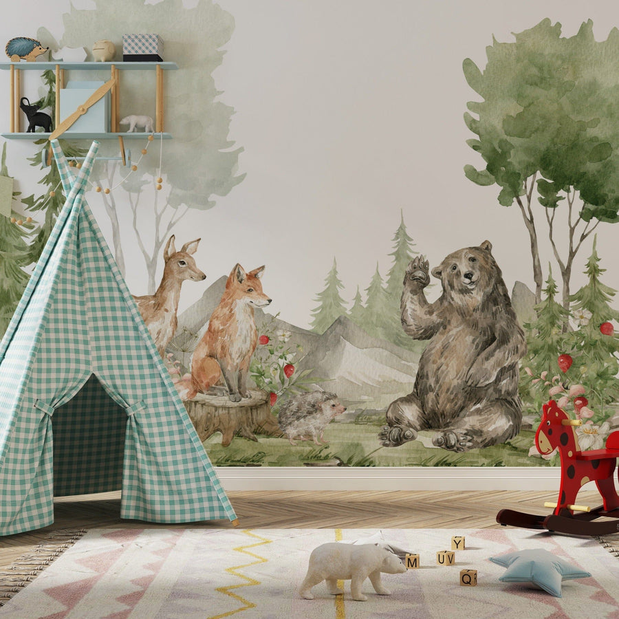 Baby Deer Woodland Nursery Wallpaper Removable Wallpaper EazzyWalls