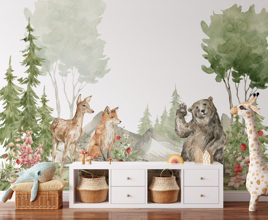 Baby Deer Woodland Nursery Wallpaper Removable Wallpaper EazzyWalls