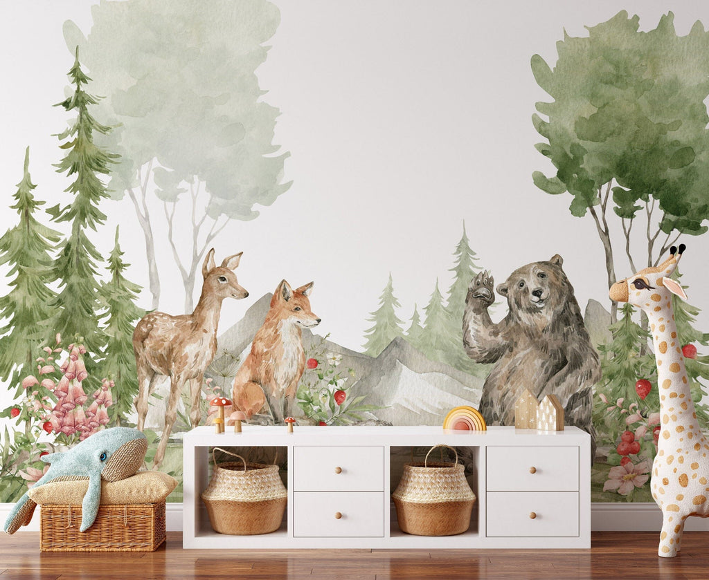 Baby Deer Woodland Nursery Wallpaper Removable Wallpaper EazzyWalls 