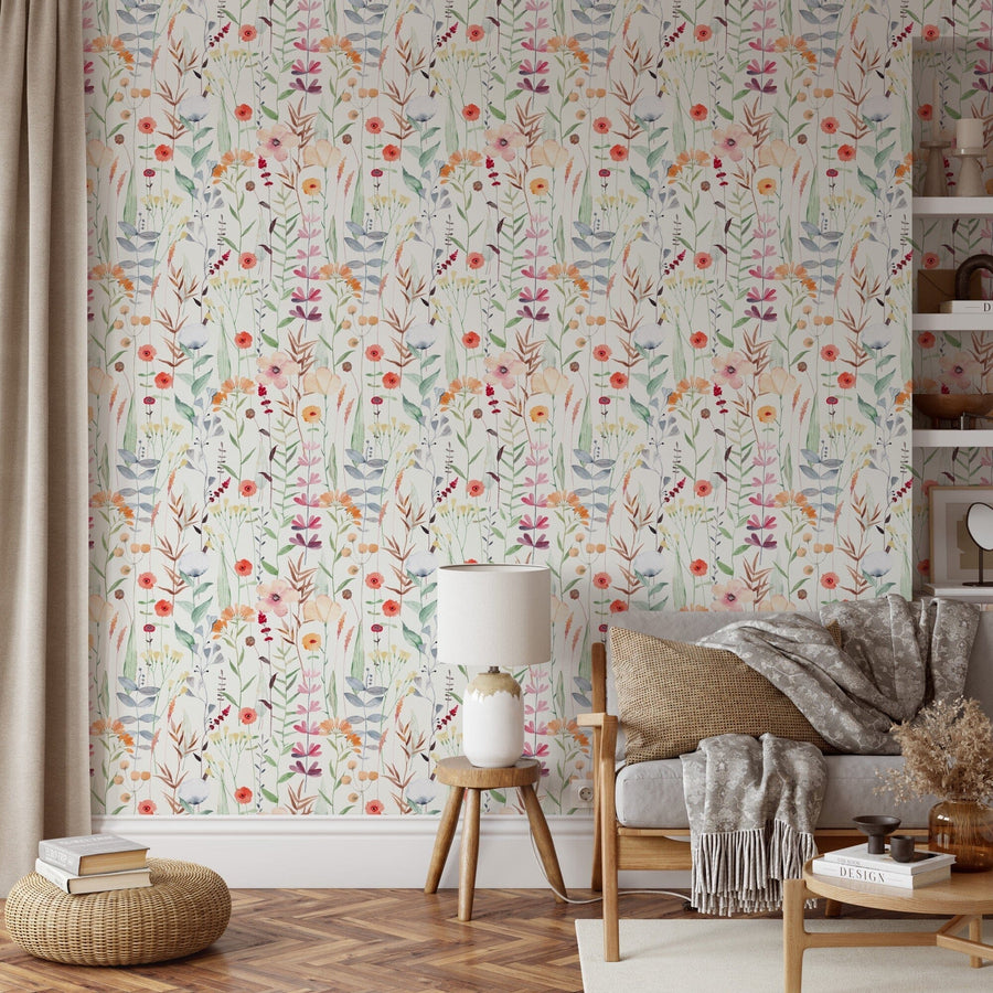 Colorful Wildflower Botanical Wallpaper Removable Peel and Stick Wallpaper EazzyWalls
