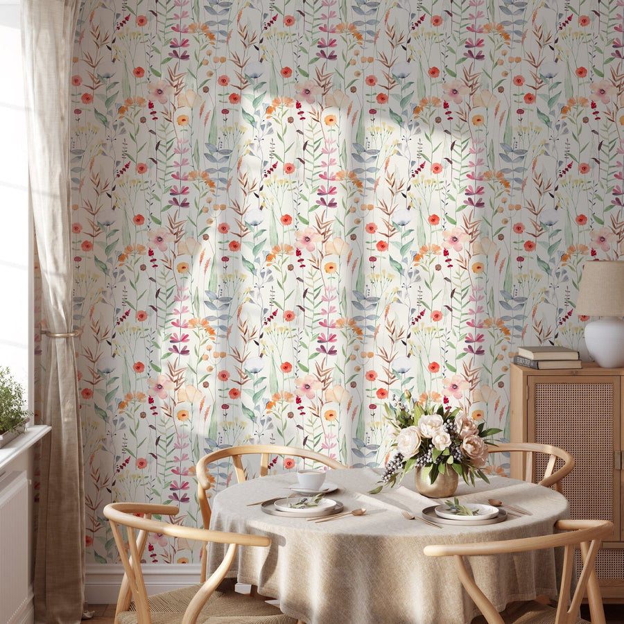 Colorful Wildflower Botanical Wallpaper Removable Peel and Stick Wallpaper EazzyWalls