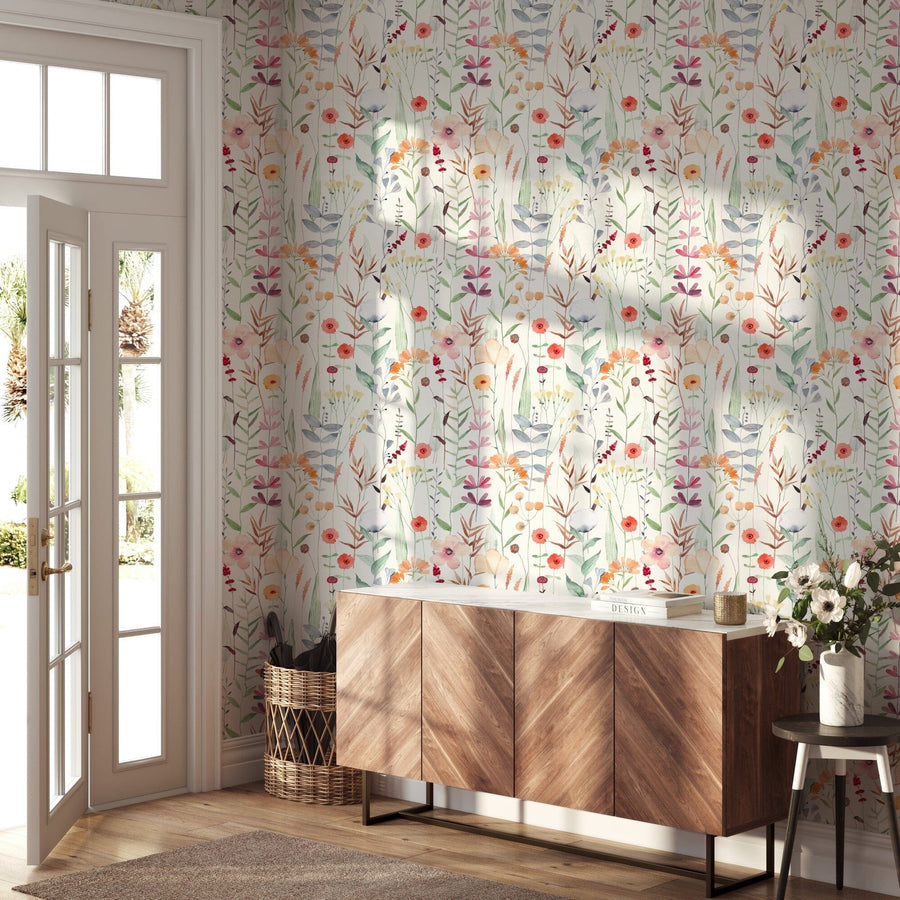 Colorful Wildflower Botanical Wallpaper Removable Peel and Stick Wallpaper EazzyWalls