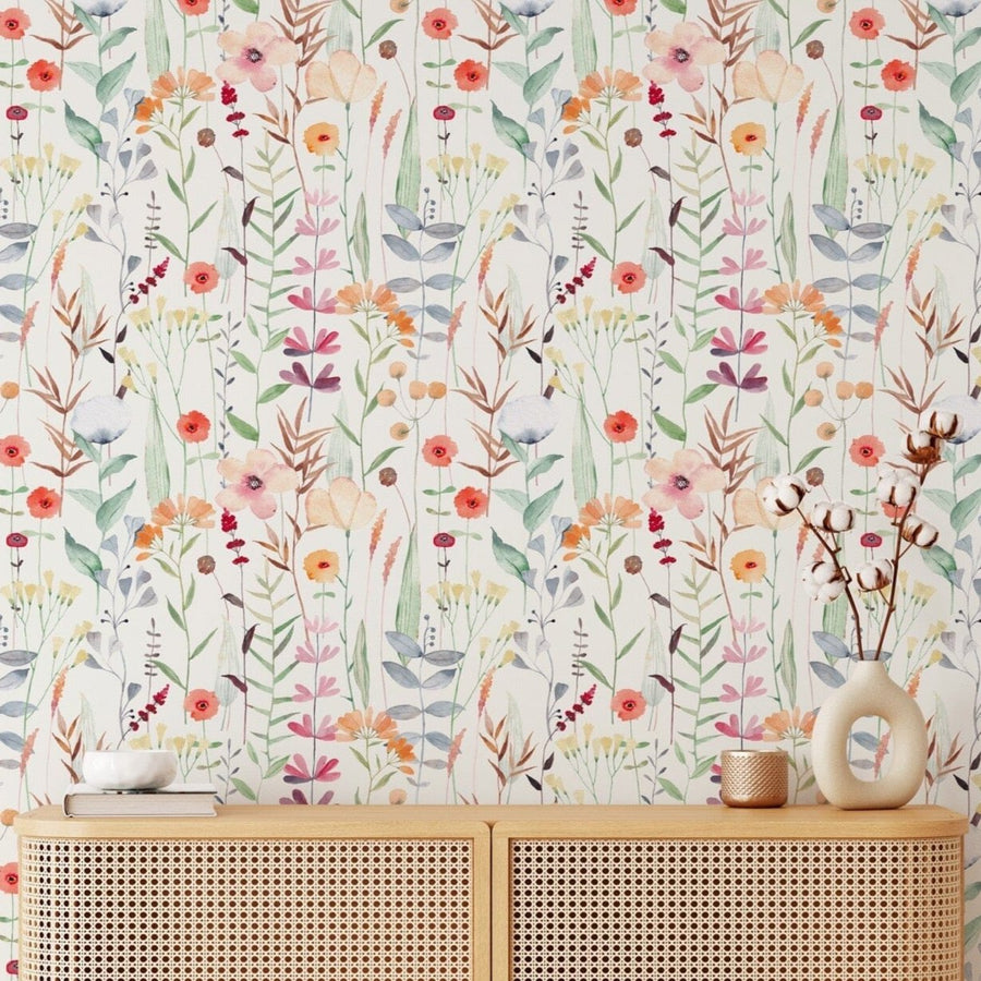 Colorful Wildflower Botanical Wallpaper Removable Peel and Stick Wallpaper EazzyWalls