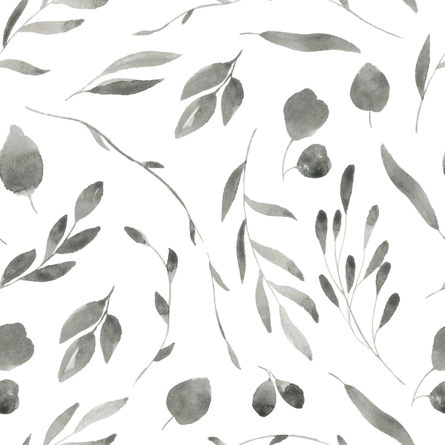 Black and White Watercolor Floral Wall Mural Removable Wallpaper EazzyWalls Sample: 6''W x 9''H Smooth Vinyl