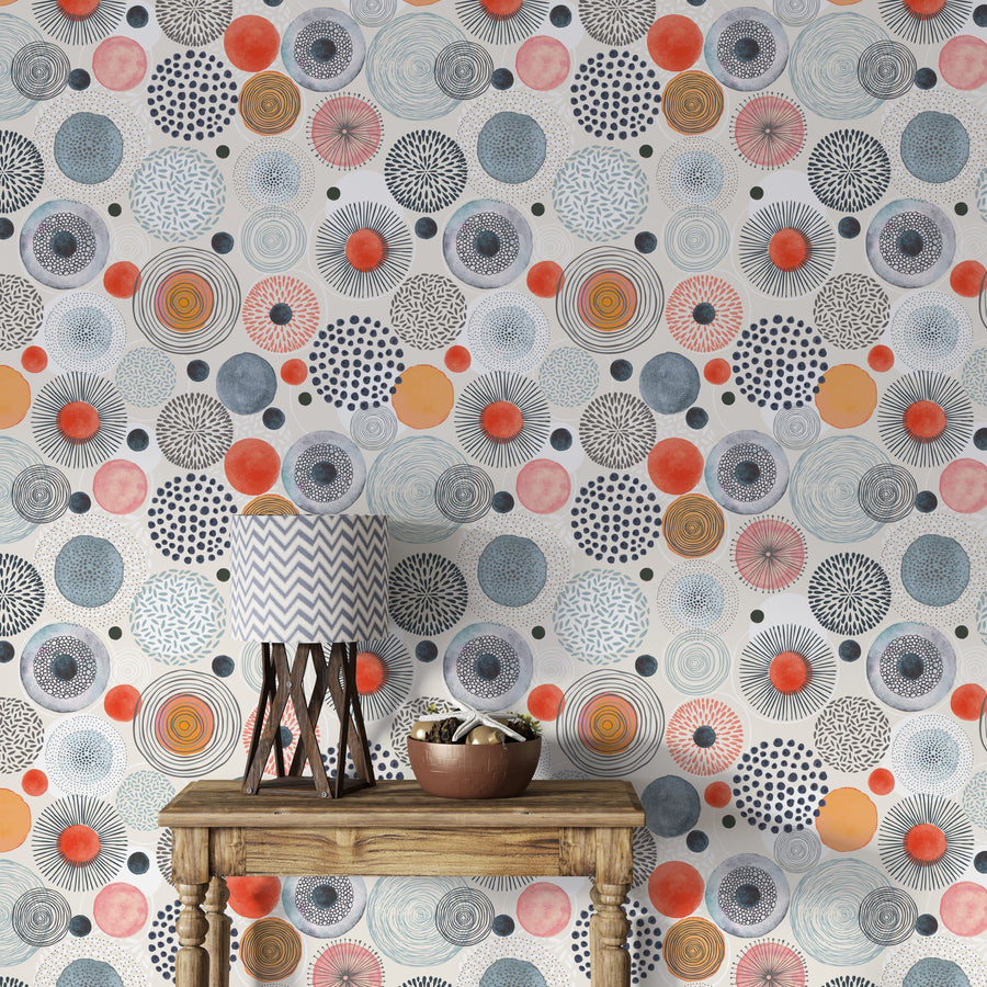 Abstract Art Doodle Circle Wallpaper Peel and stick Wallpaper EazzyWalls