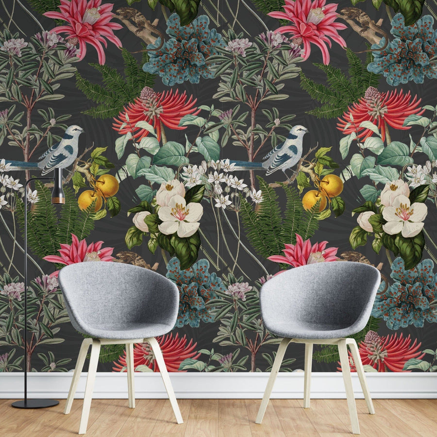 Colorful Botanical Garden Wallpaper Removable Wallpaper EazzyWalls