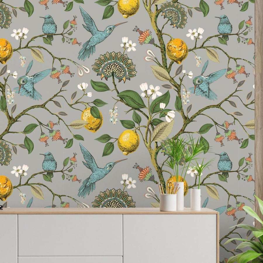 Flying Hummingbirds Chinoiserie Wallpaper Removable Wallpaper EazzyWalls