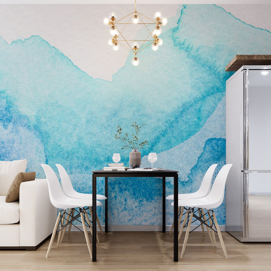 Blue Aquarelle Watercolor Wallpaper Removable Wallpaper EazzyWalls