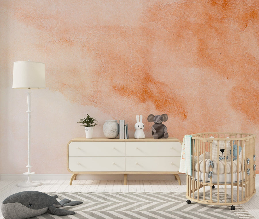 Orange Aquarelle Watercolor Wallpaper Removable Wallpaper EazzyWalls