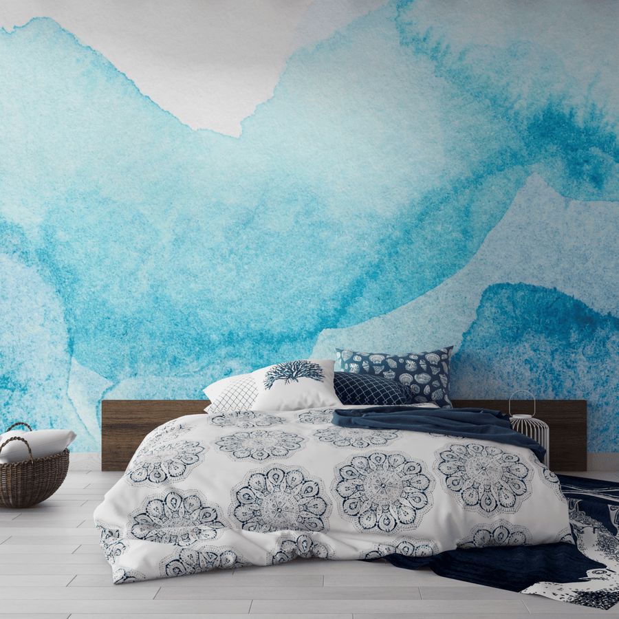 Blue Aquarelle Watercolor Wallpaper Removable Wallpaper EazzyWalls