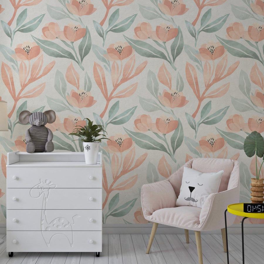 Soft Watercolor Vintage Floral Wallpaper Removable Wallpaper EazzyWalls