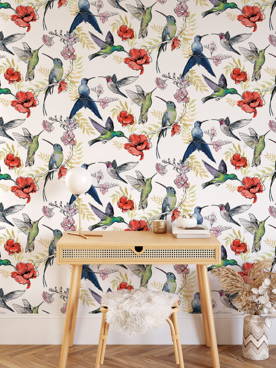 Hummingbirds Wallpaper Pattern Removable Wallpaper EazzyWalls