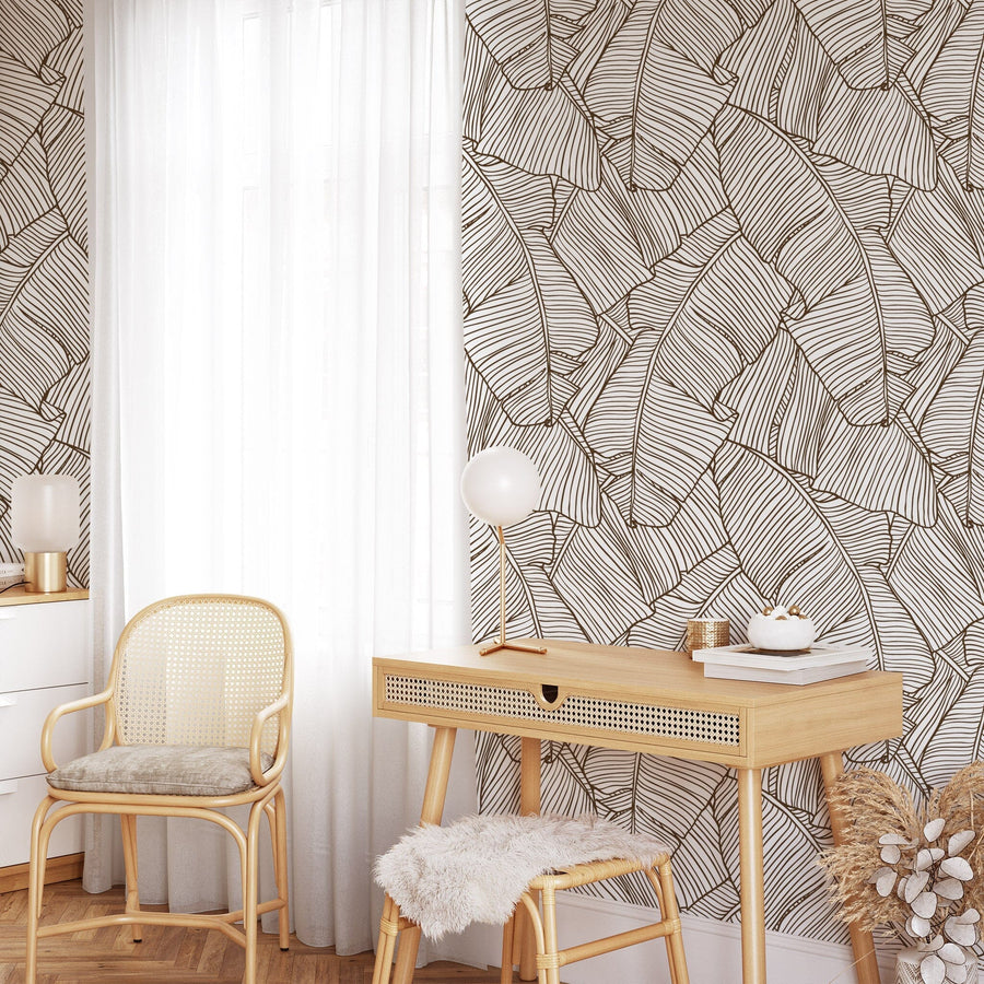 Banana Leaves Wallpaper - Brown Wallpaper Peel and Stick EazzyWalls