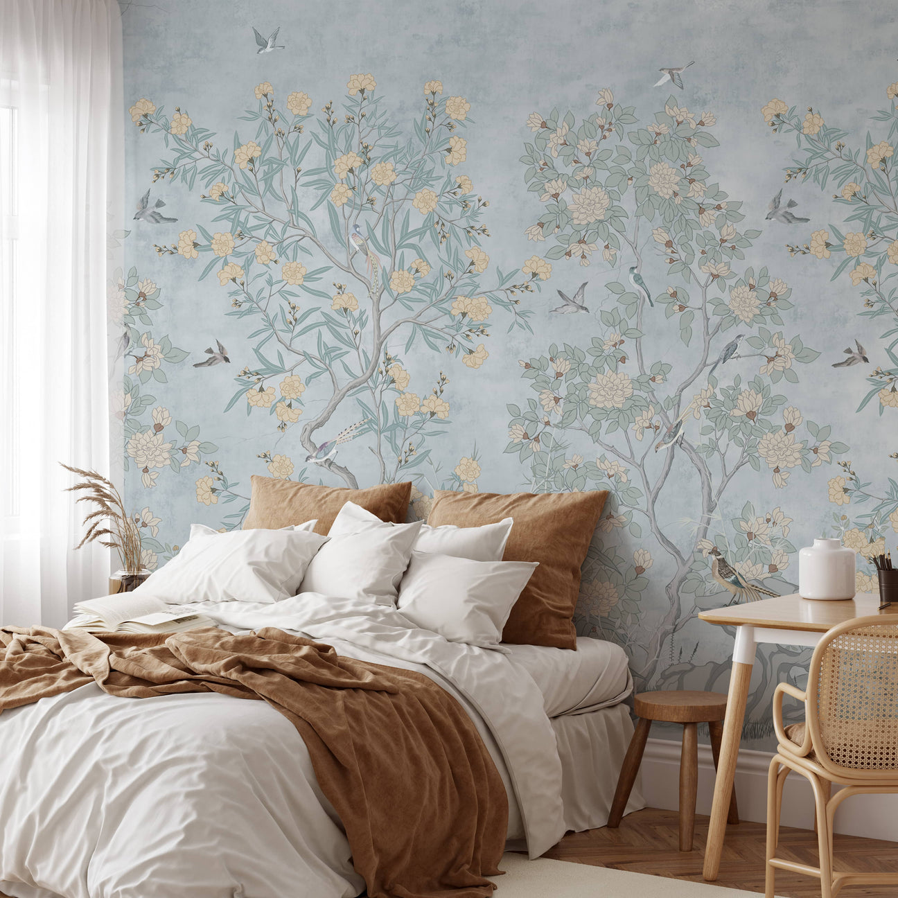 Blue Chinoiserie Wallpaper Mural