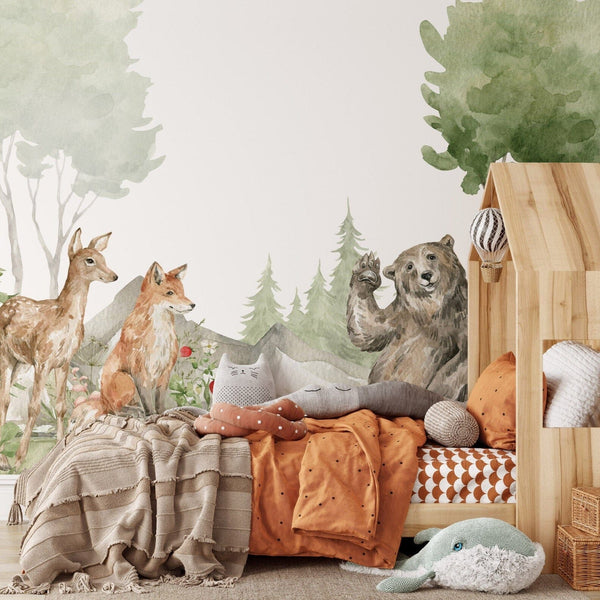 Forest Animals Playroom Wallpaper