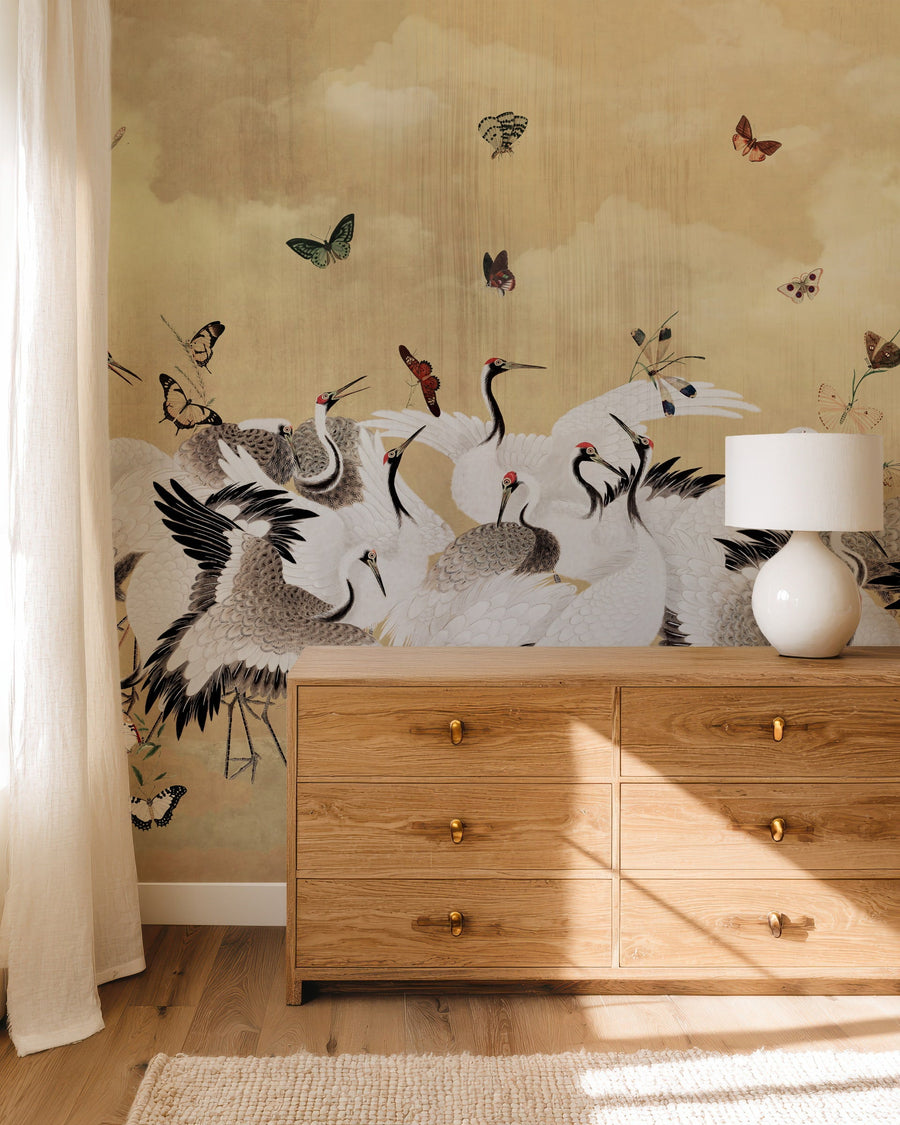 Fun Dancing Cranes Wallpaper