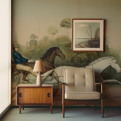 19th Century Horse Harness Race Mural Wallpaper