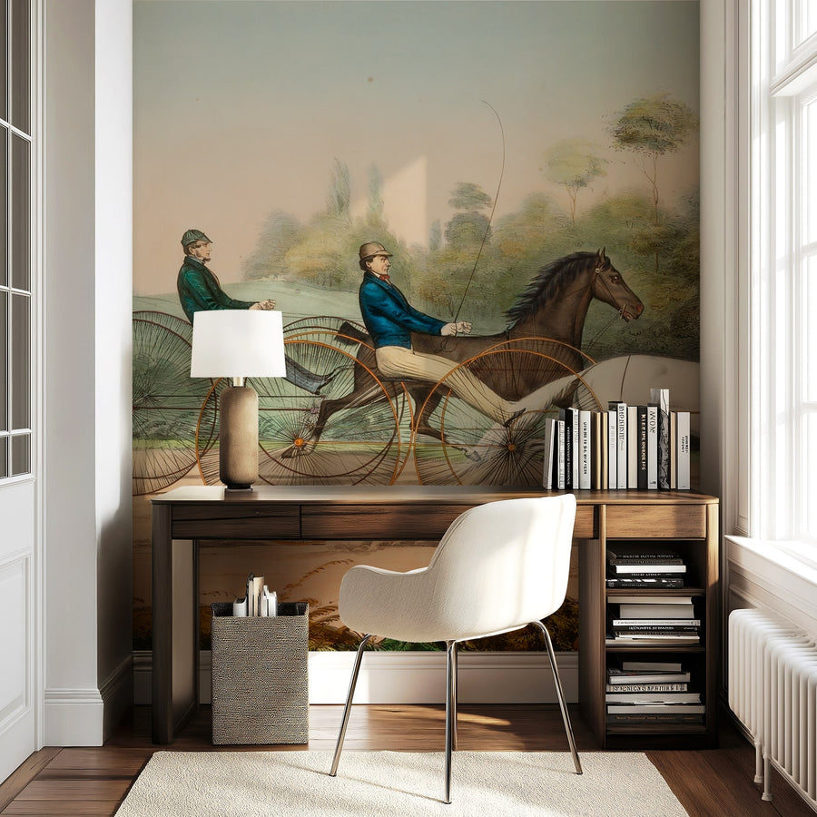19th Century Horse Harness Race Mural Wallpaper