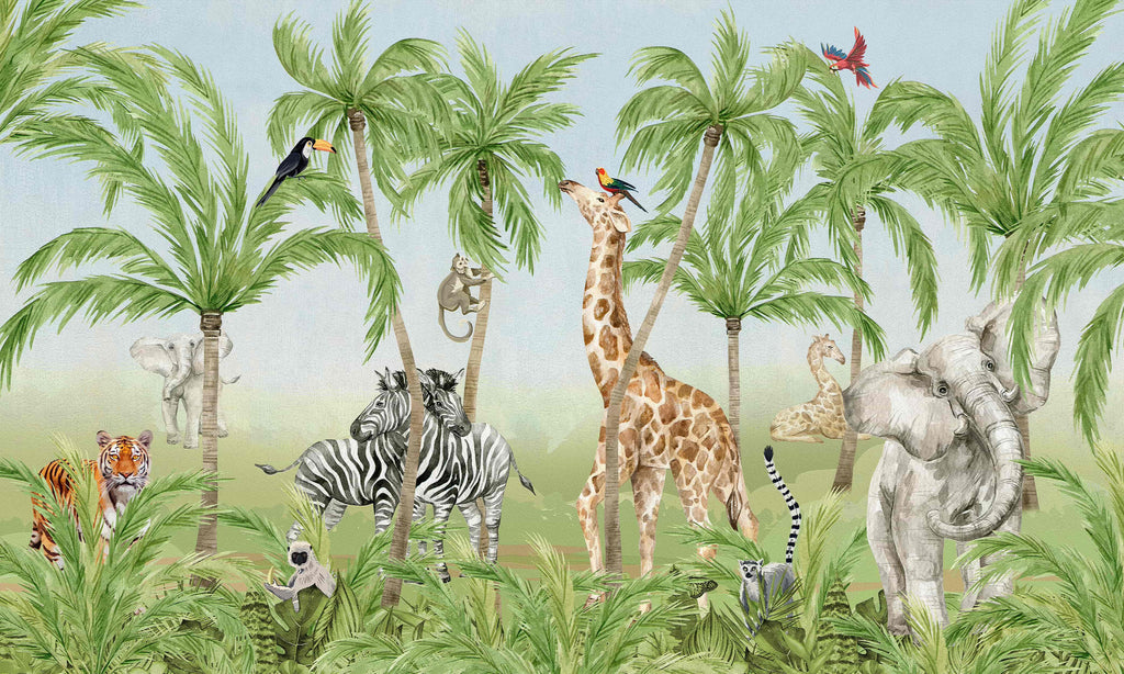 Safari Tropical Forest Animals Wall Mural image 2