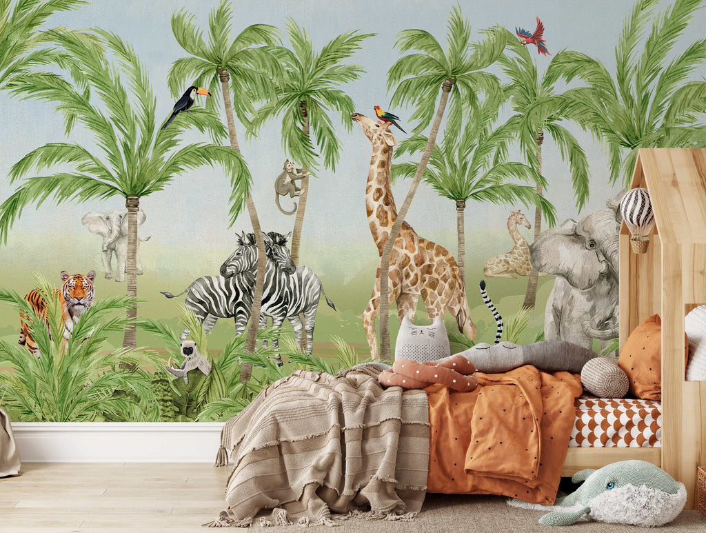 Safari Tropical Forest Animals Wall Mural image 3
