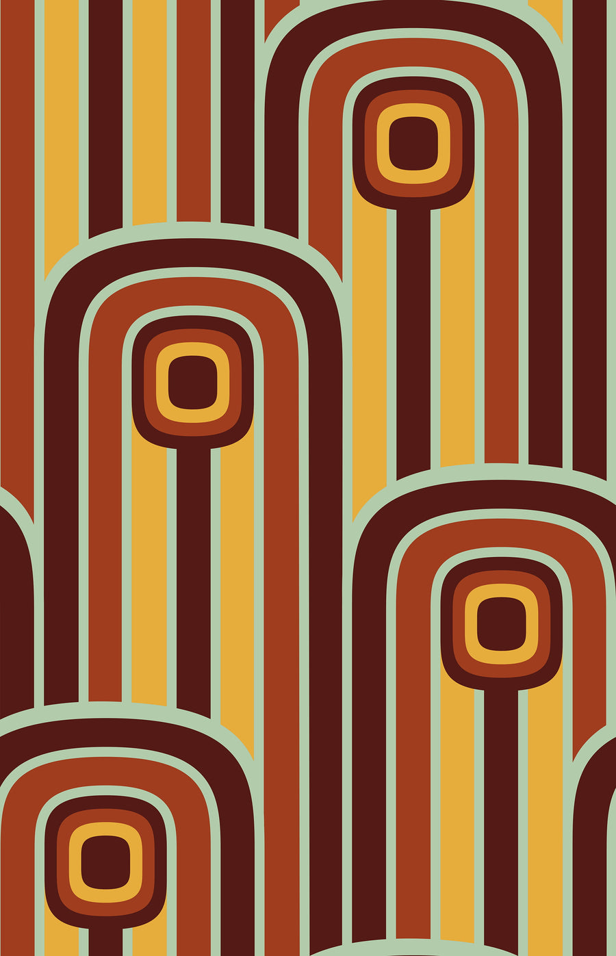 70s Layered Mod Arches Wallpaper - Retro Geometric Design