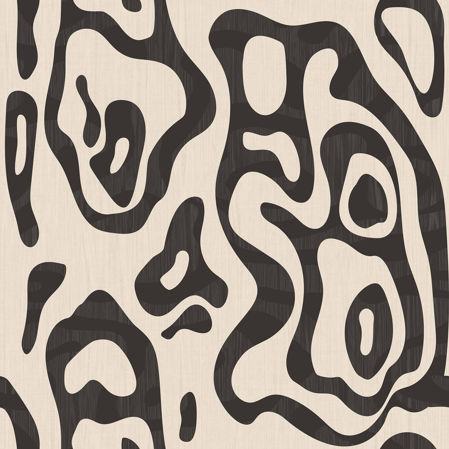Abstract Topography Wallpaper – Black & Cream Organic Contour