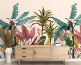 Tropical Jungle Wallpaper – Banana Leaf Wall Mural for Lush, Vibrant Interiors