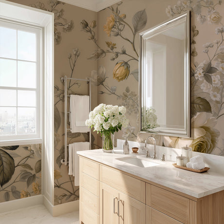 floral bathroom wallpaper