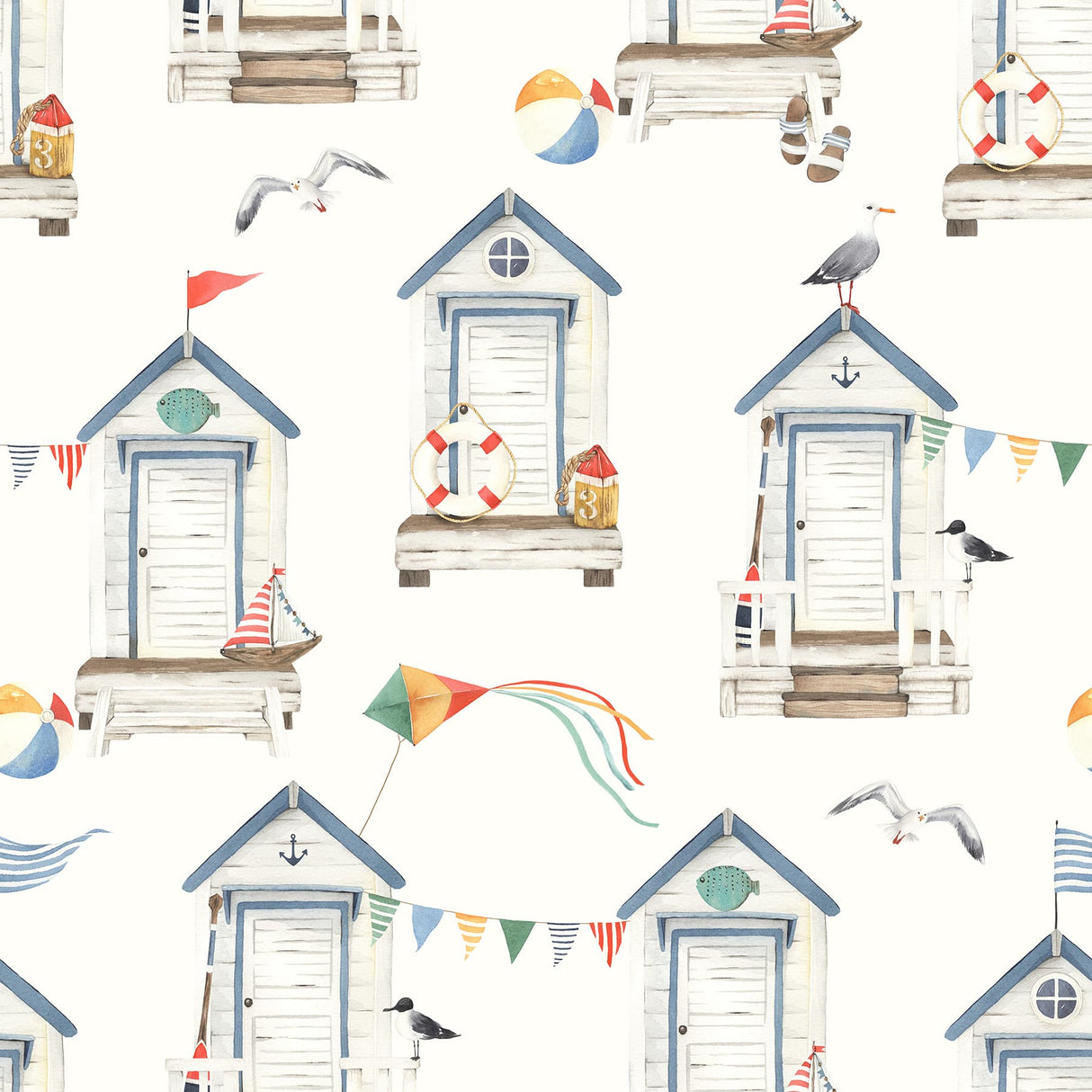 Beach hut wallpaper image 2