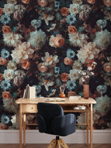 Vintage Floral Wallpaper Mural - Dark Botanical Peel and Stick Wallpaper