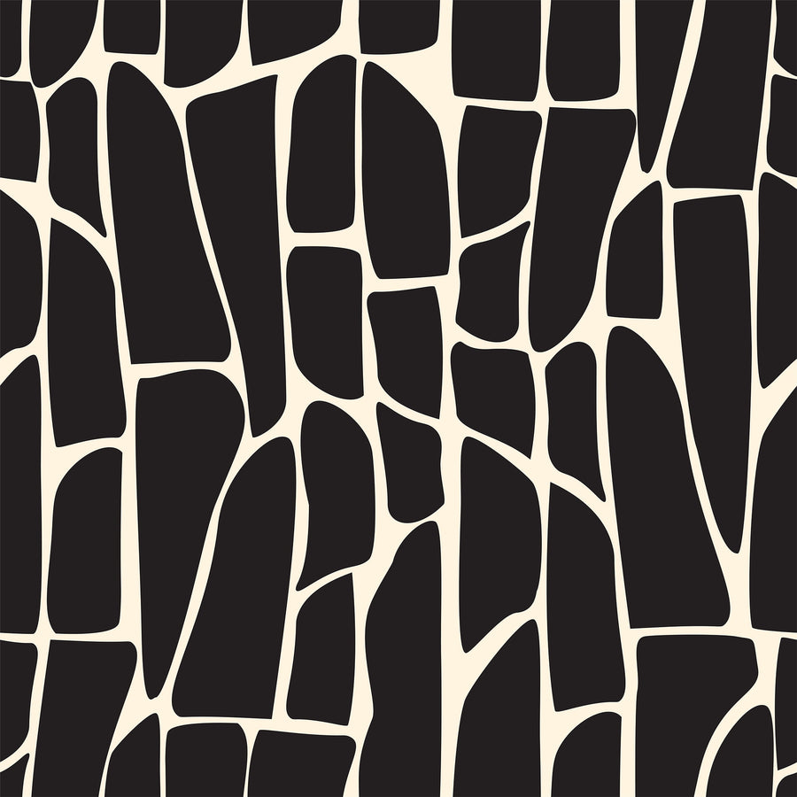 Black & White Organic Geometric Wallpaper - Abstract Mosaic Shapes