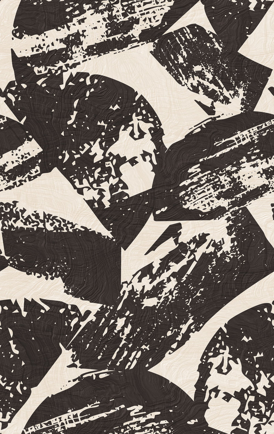 Black and White Abstract Woodcut Wallpaper