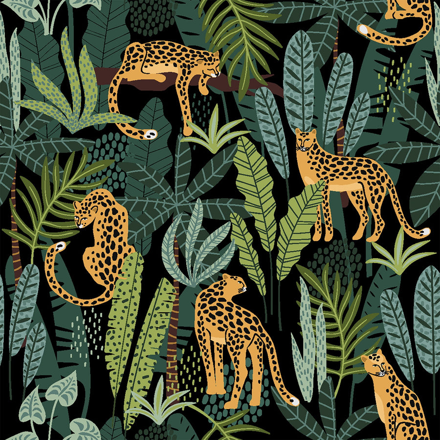 Leopard Print Peel and Stick Wallpaper - Exotic Tropical Wallpaper