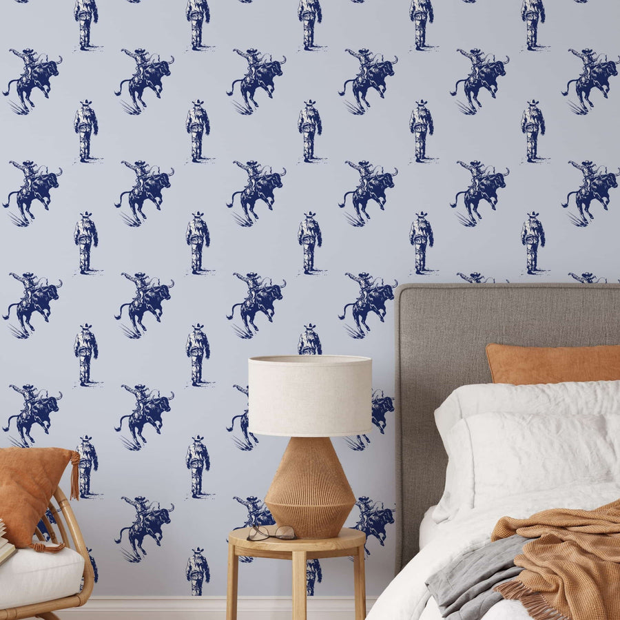 Blue Cowboy Rodeo Western Wallpaper