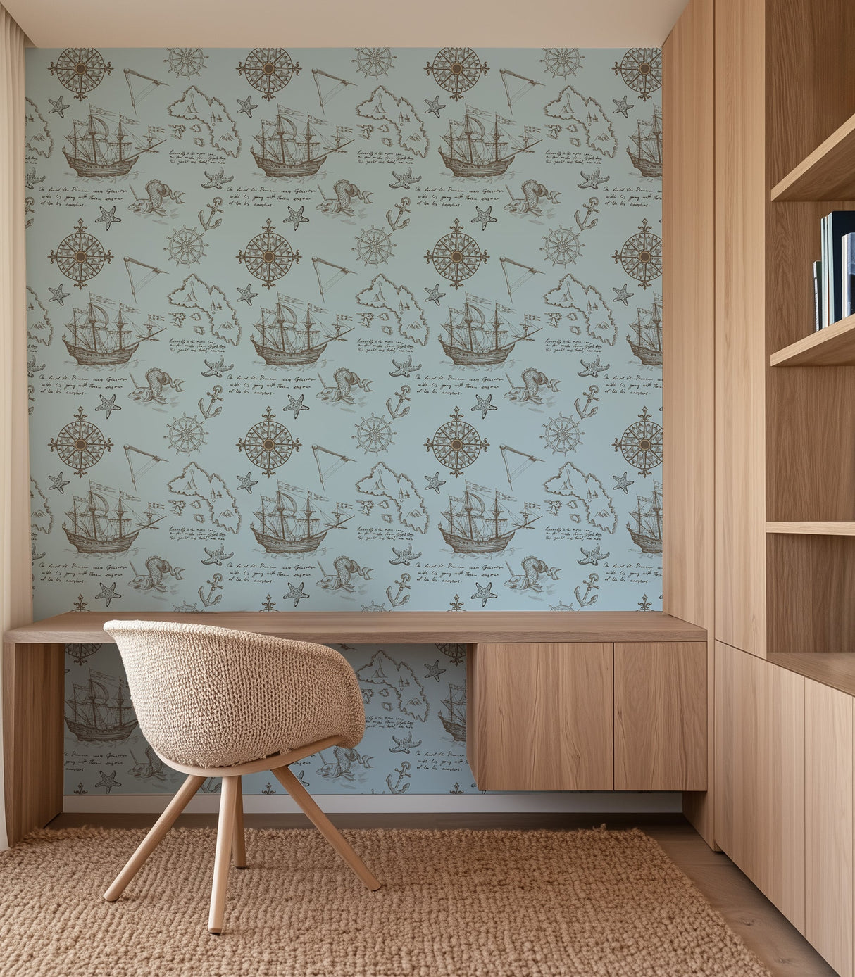 Vintage Nautical Map Blue Wallpaper